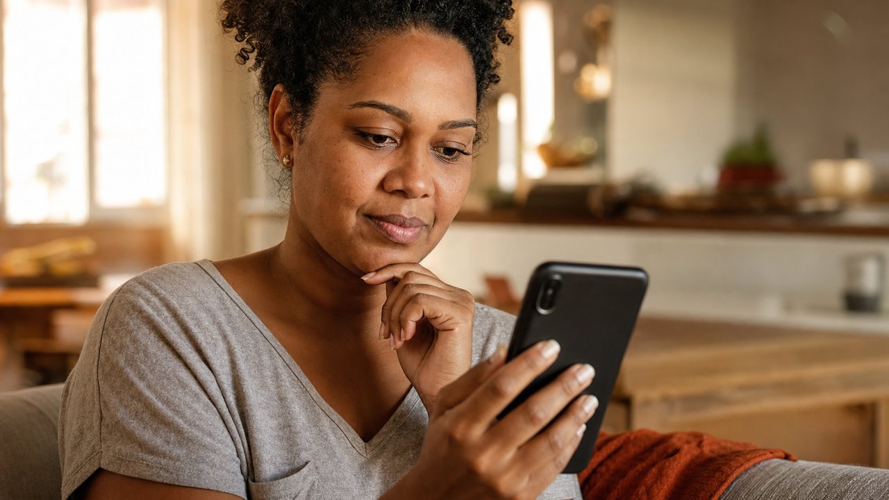 Trabalhadora CLT contratando o Crédito do Trabalhador Itaú pelo app no celular