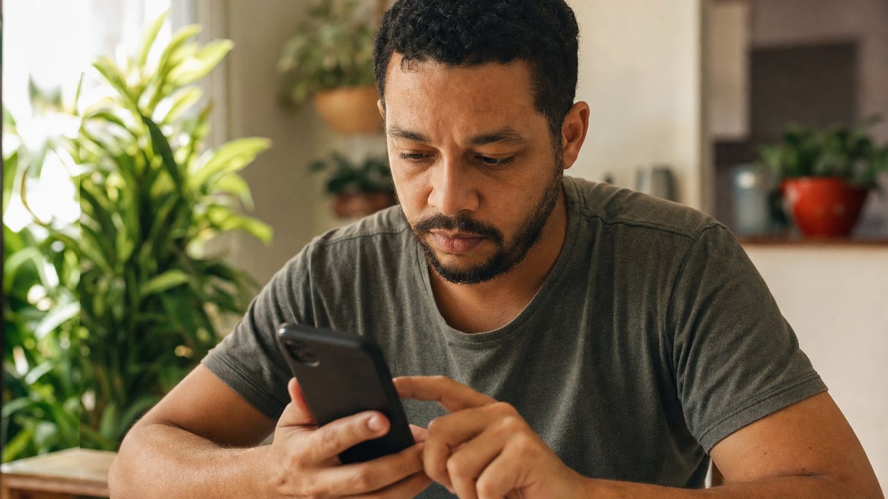 Trabalhador acessando o Emprega Brasil com a conta gov.br para consultar o Crédito do Trabalhador no celular